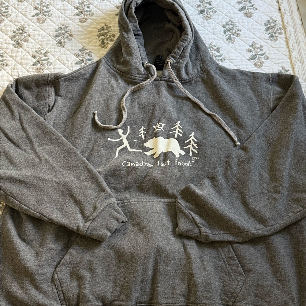Gray Hoodie with Bear Graphic